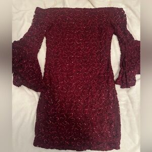 Teezeme off shoulder dress | size 11/12 | maroon